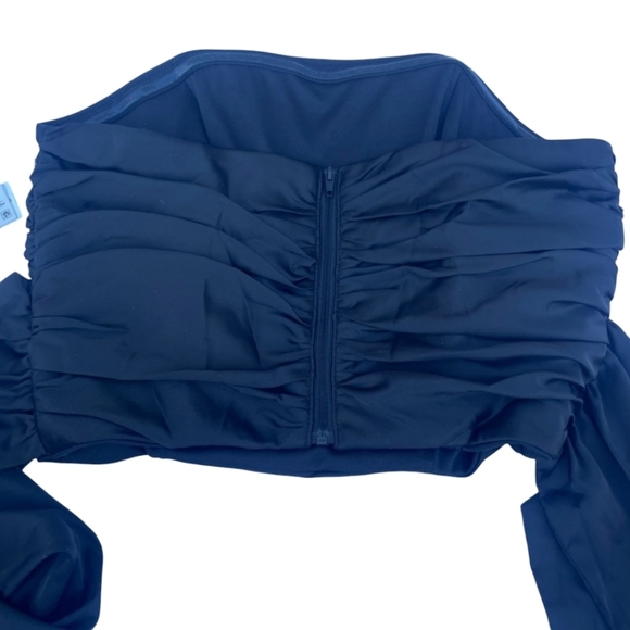 AQUA Black Strapless Ruched Tube Top - 100% Bloomingdale’s Exclusive small - Picture 3 of 11